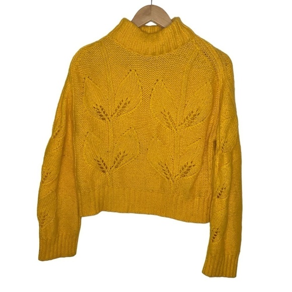 Urban Outfitters Yellow Tulip Knit Turtleneck Chunky Sweater Size Medium - Picture 2 of 7